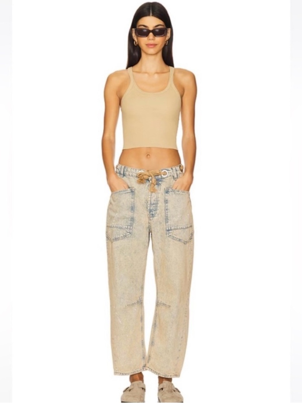 NWT Free People Moxie Low Slung Barrel Jeans in Cowboy Size 27